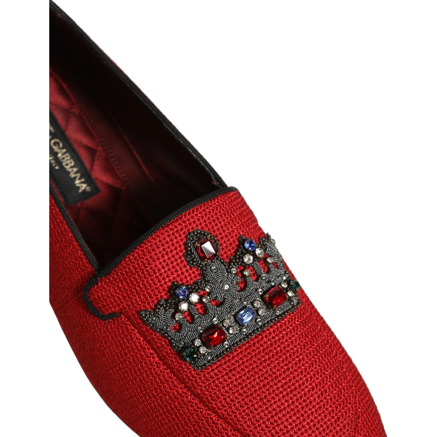Red Crown Embellished Dress Loafers Shoes