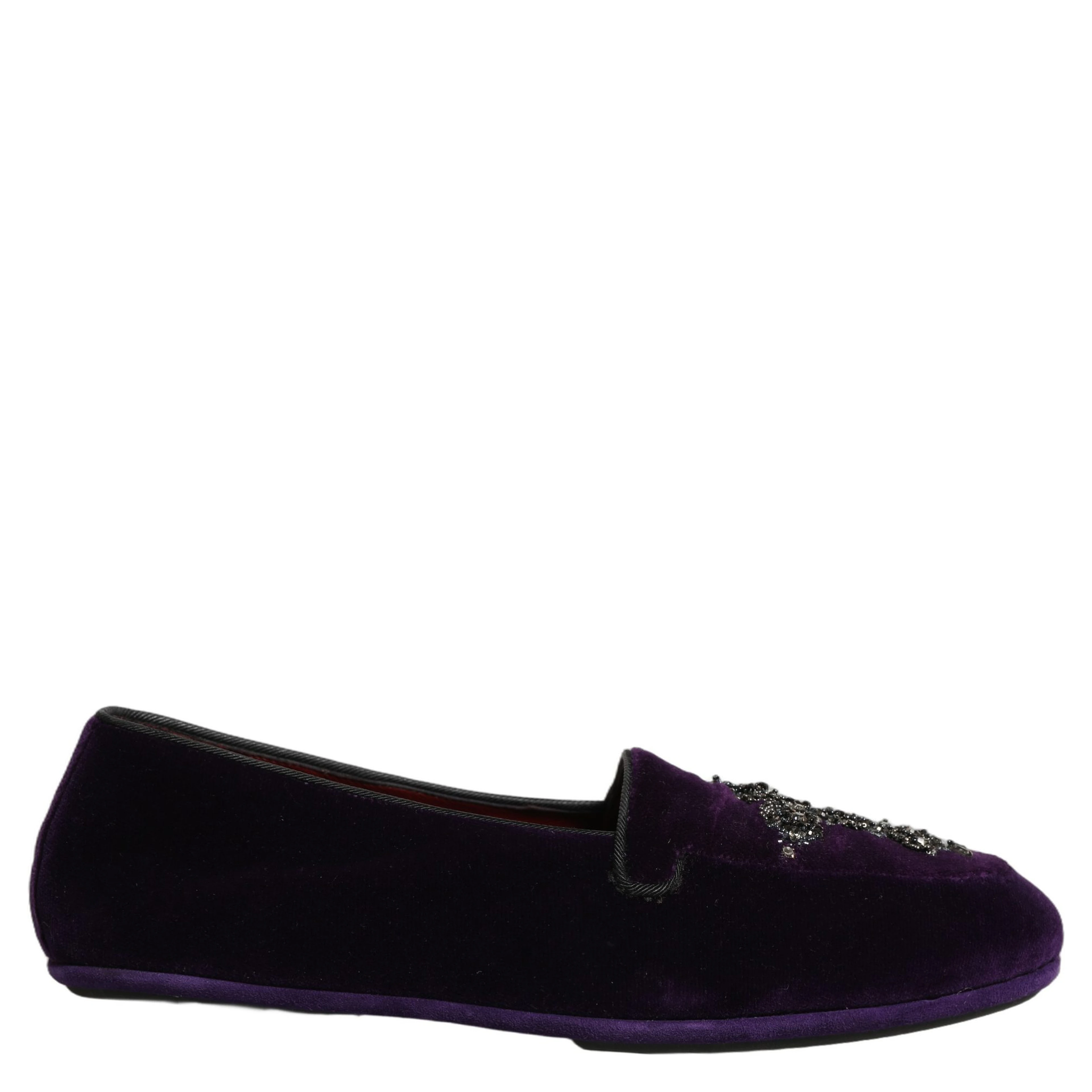 Violet Suede Embellished Dress Loafers Shoes