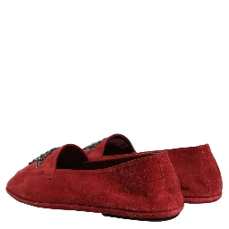 Red Suede Cross Slip On Dress Loafers Shoes