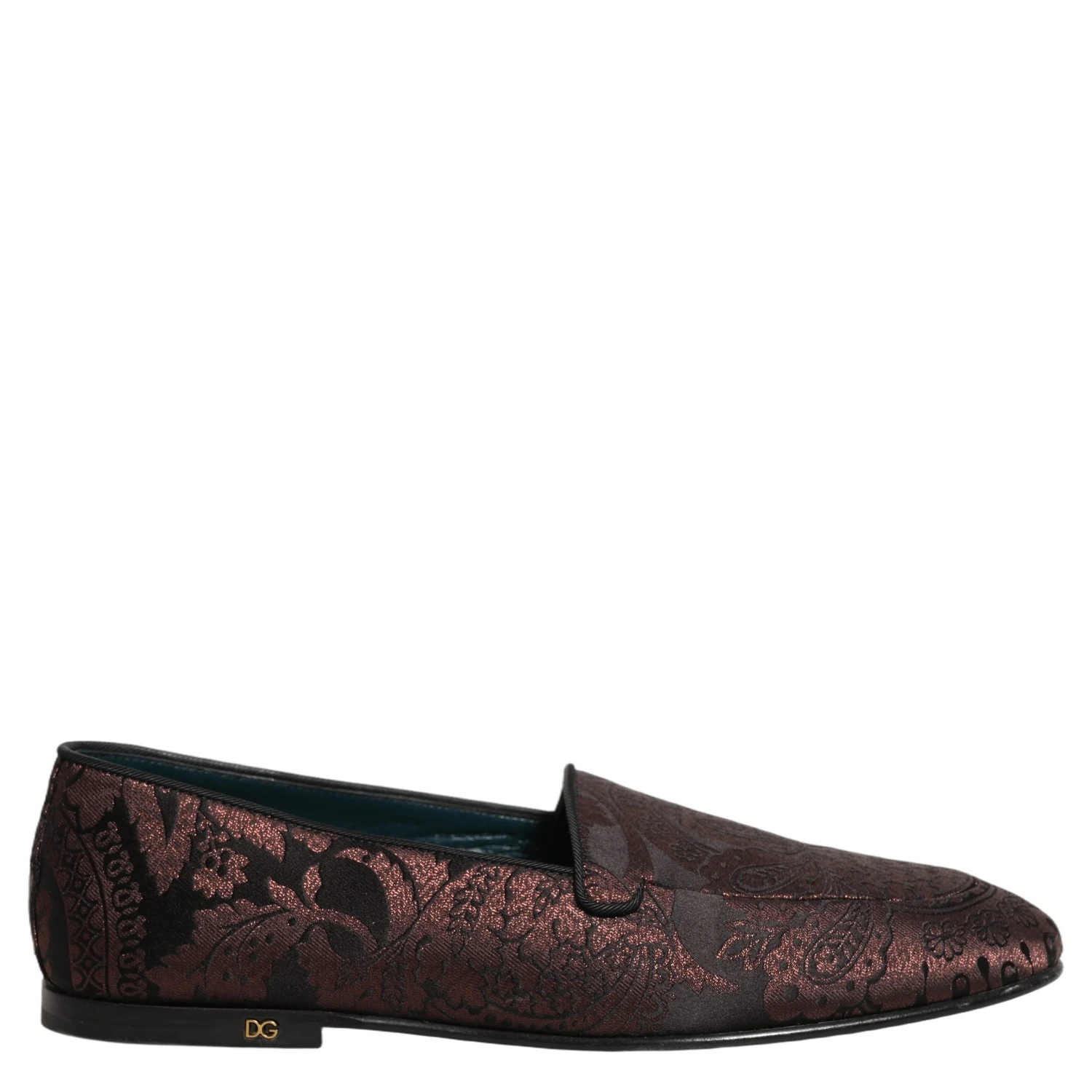 Maroon Jacquard Leather Slip On Loafers Shoes