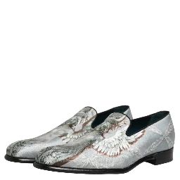 Gray Baroque Angel Velvet Men Loafers Shoes