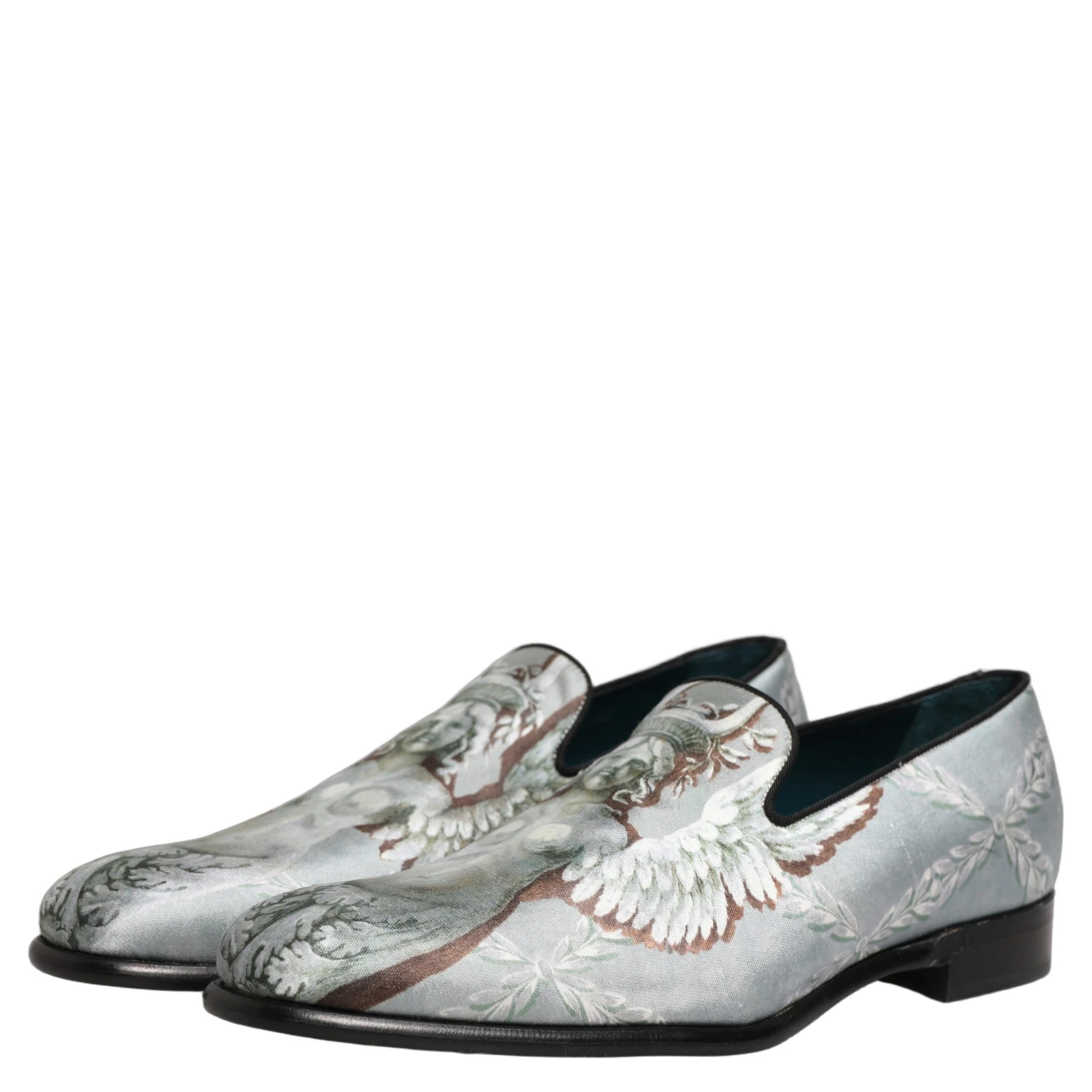 Gray Baroque Angel Velvet Men Loafers Shoes