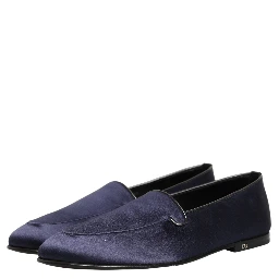Navy Blue Satin DG Logo Dress Loafers Shoes