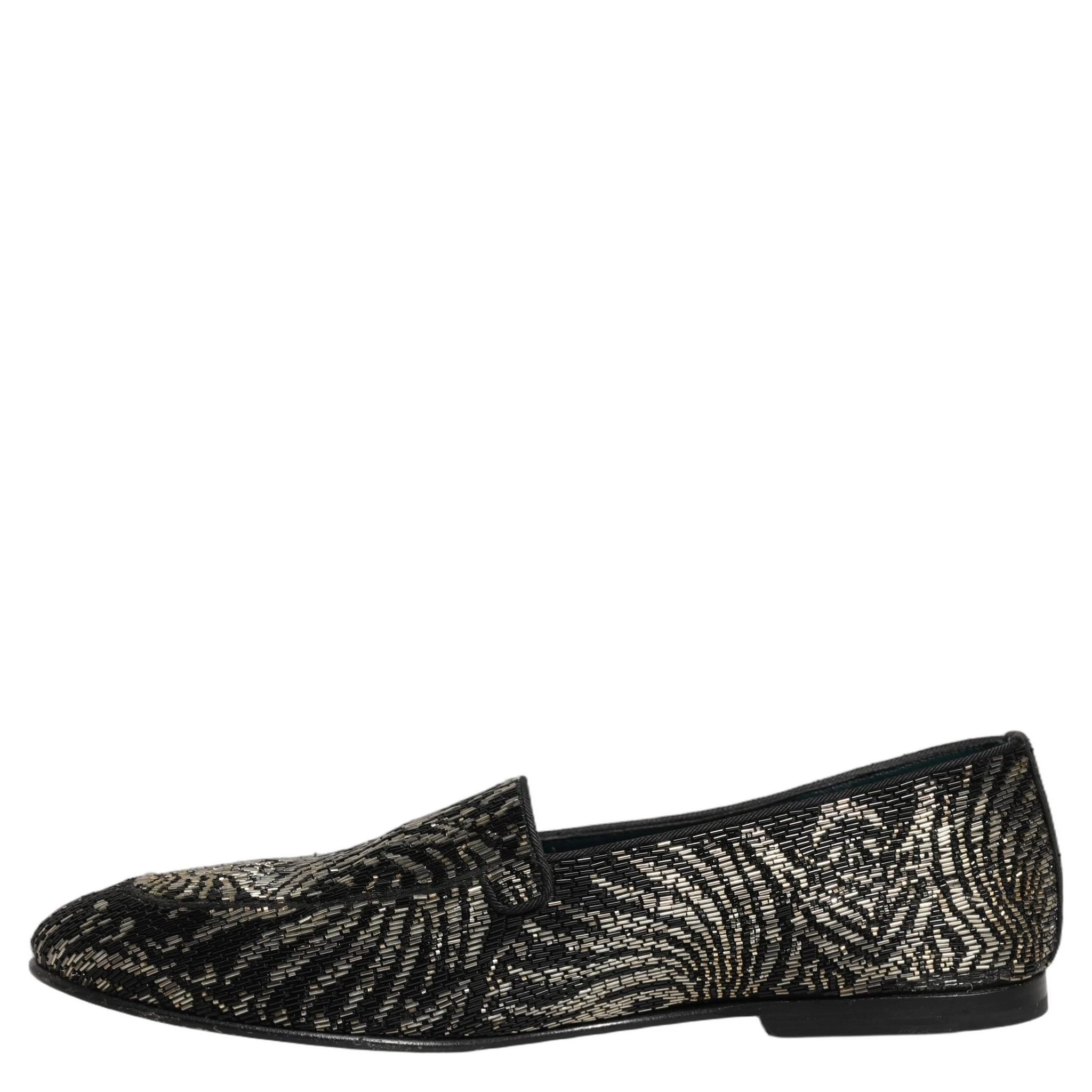 Black Silver Embellished Dress Loafers Shoes