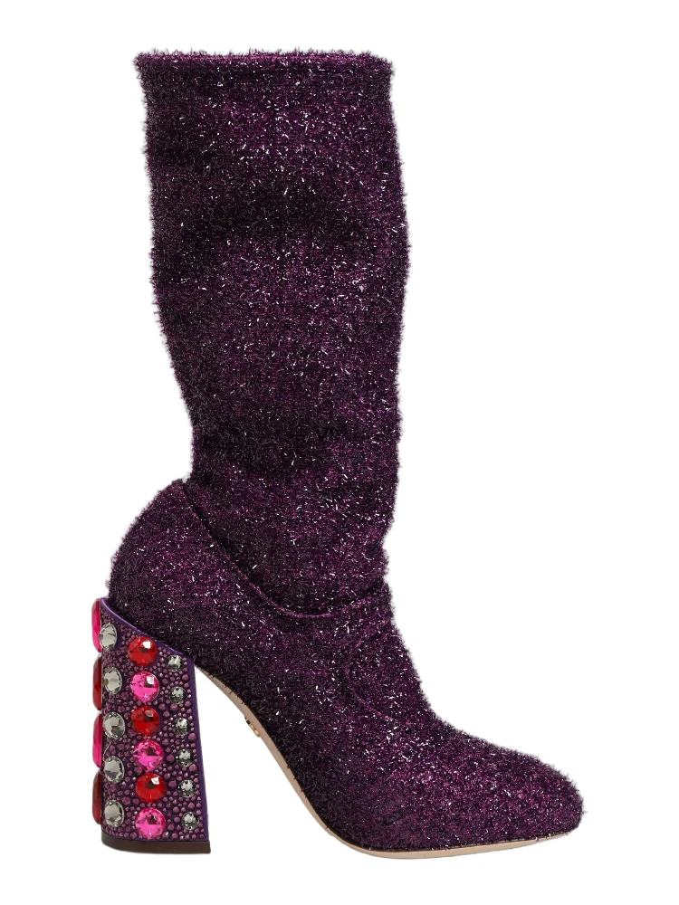 Purple Crystal Lurex Fantasy High Boots Shoes alternative