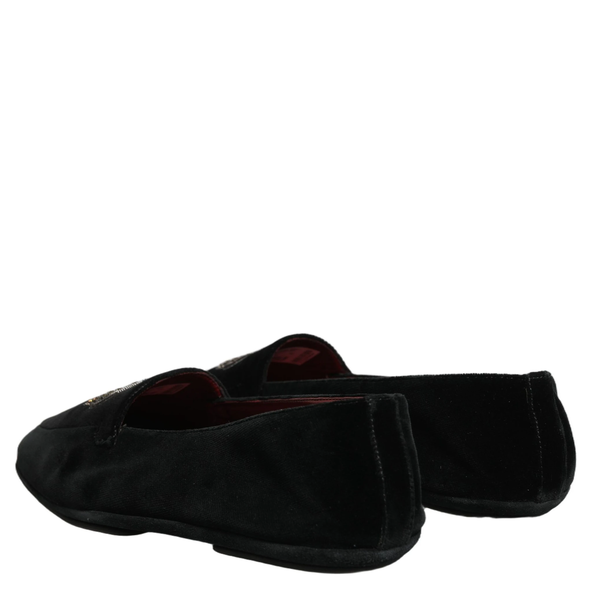 Black Crown Embellished Dress Loafers Shoes