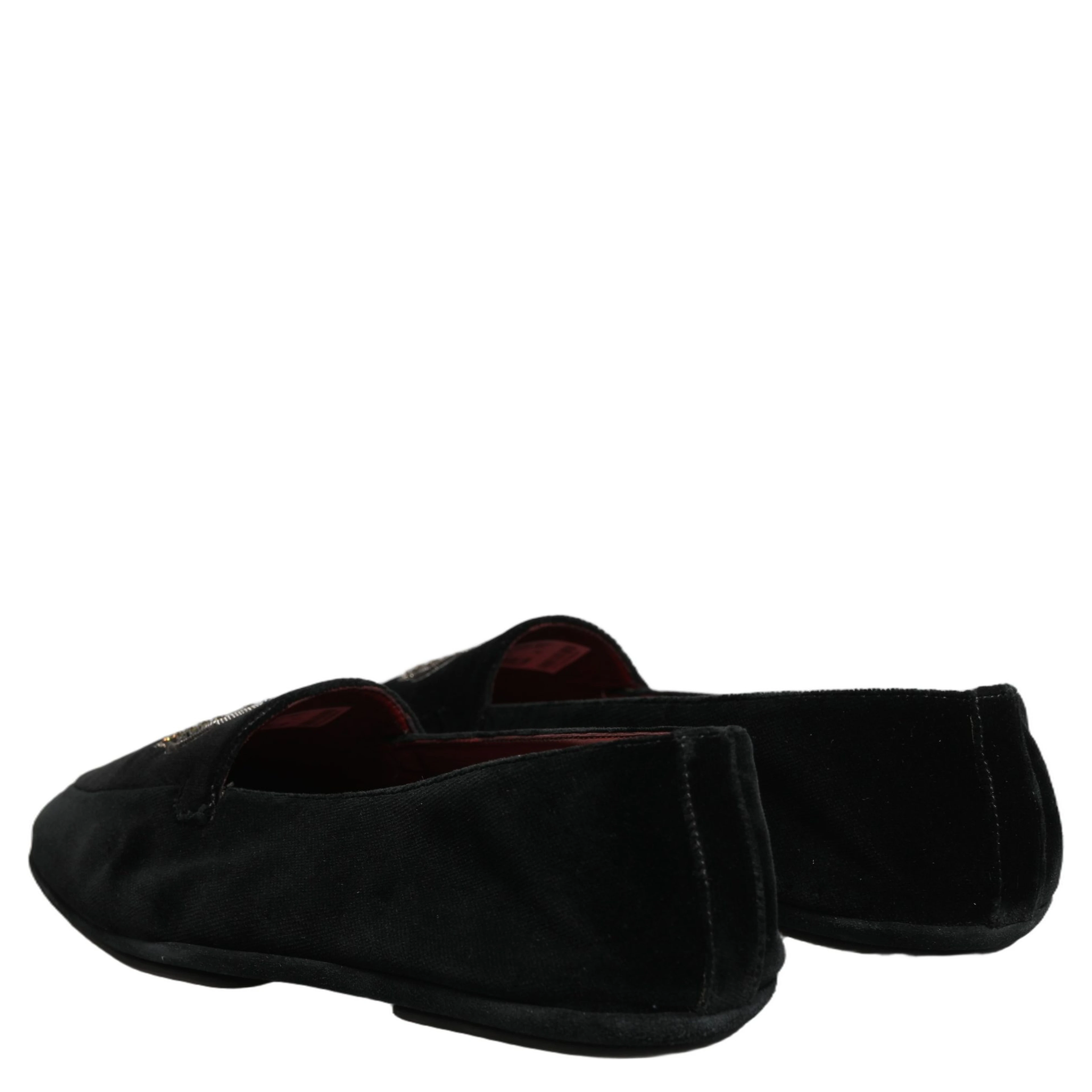 Black Crown Embellished Dress Loafers Shoes