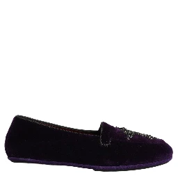 Violet Suede Embellished Dress Loafers Shoes