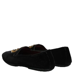 Black Velvet Sacred Heart Dress Loafers Shoes