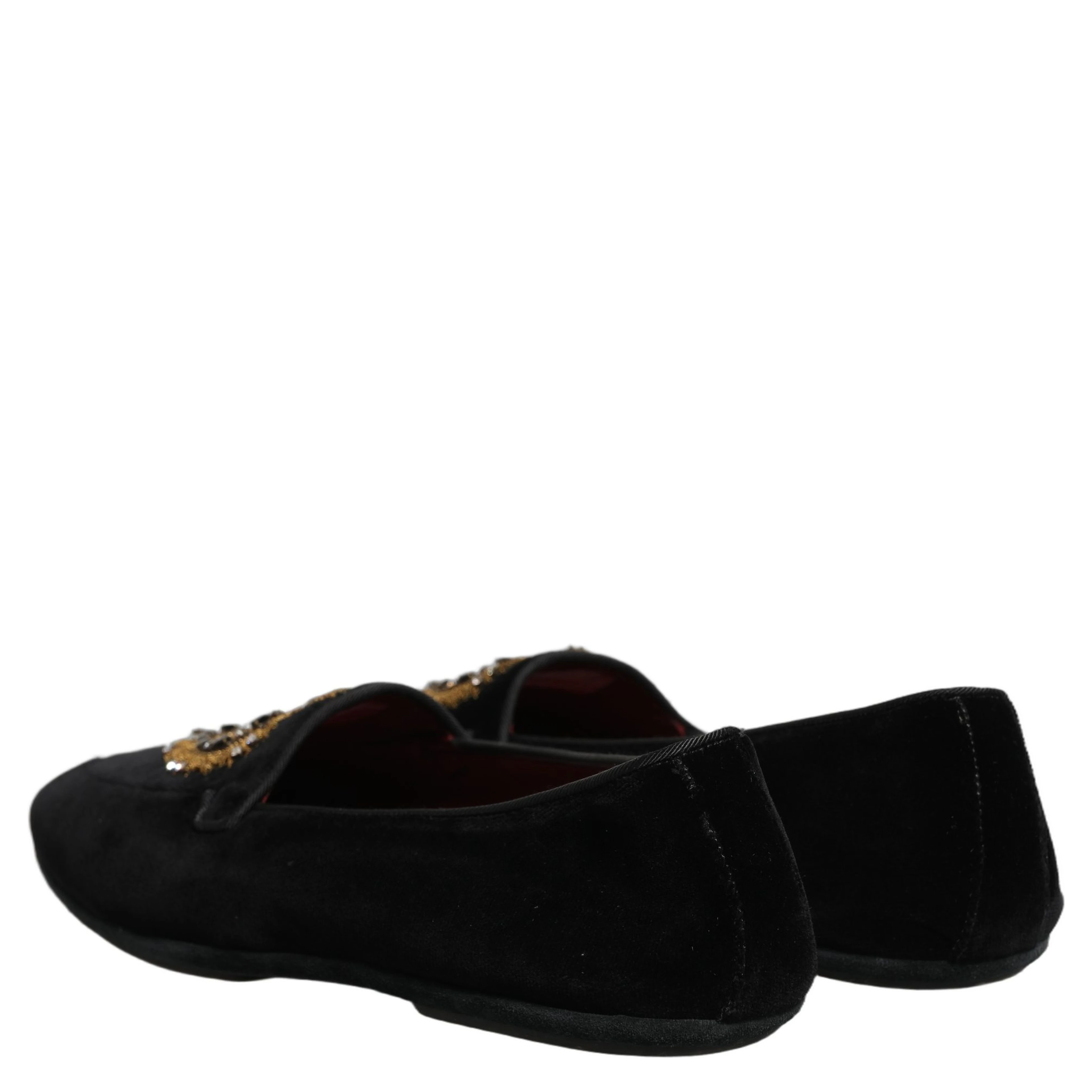 Black Velvet Sacred Heart Dress Loafers Shoes