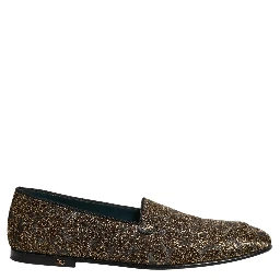 Gold Lurex Glitter Men Slip On Loafers Shoes