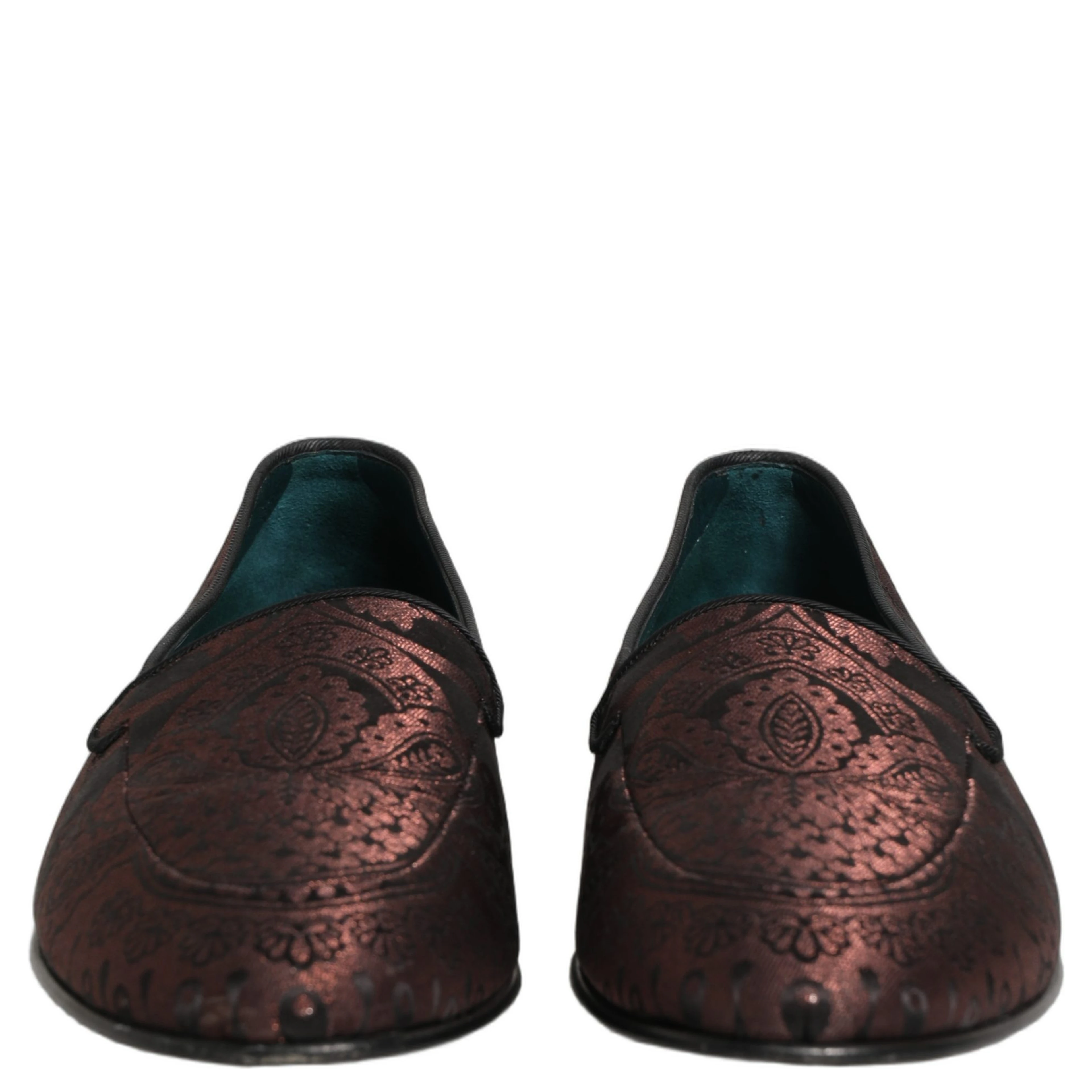 Maroon Jacquard Leather Slip On Loafers Shoes