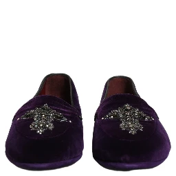Violet Suede Embellished Dress Loafers Shoes