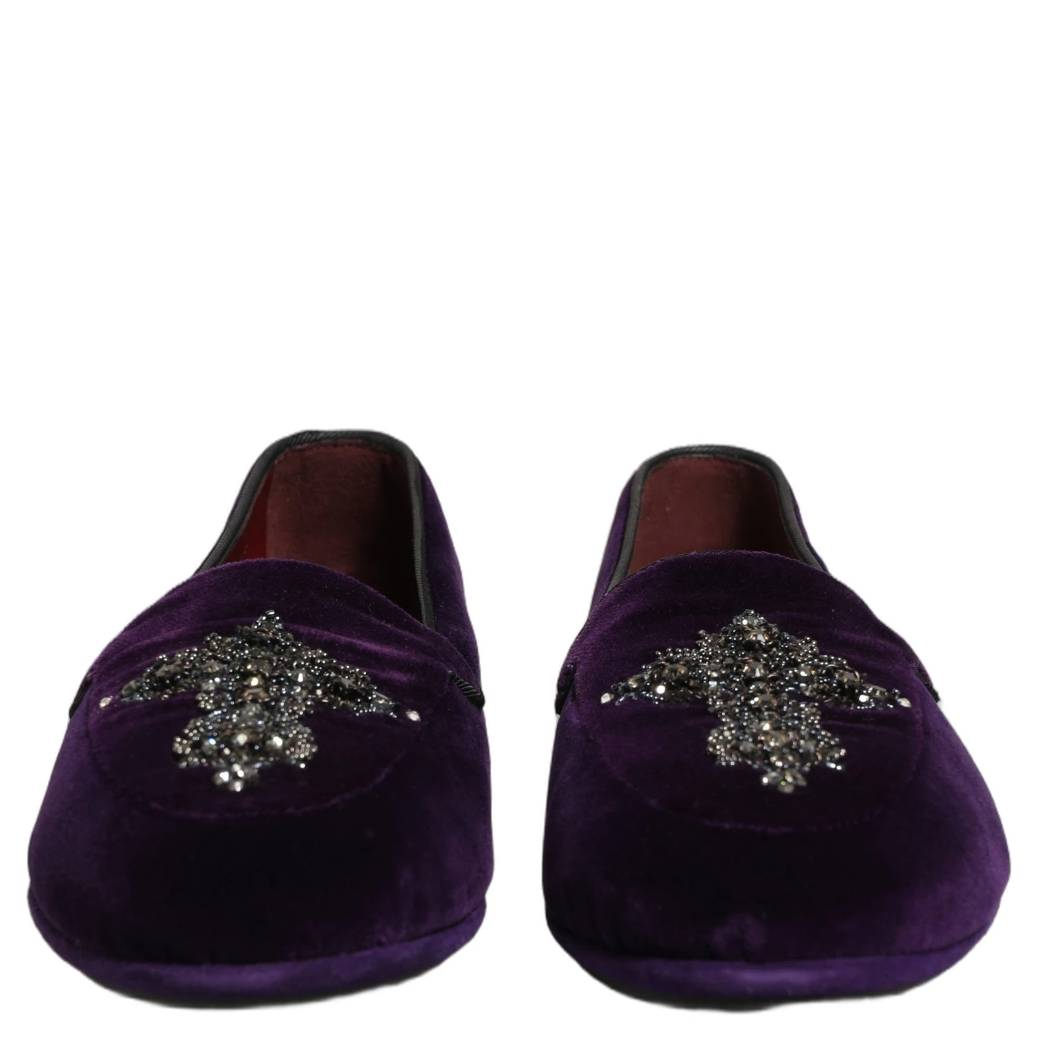 Violet Suede Embellished Dress Loafers Shoes