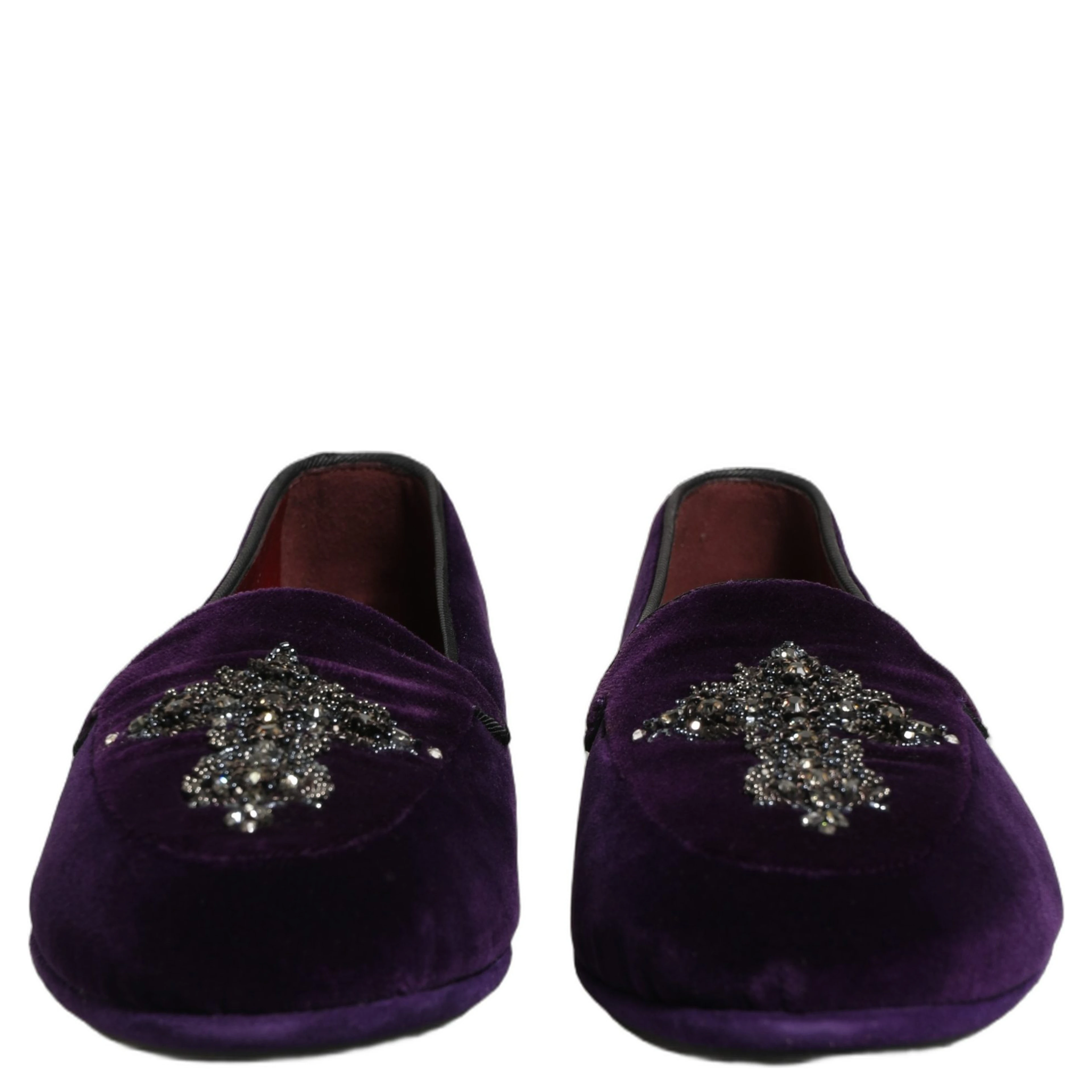 Violet Suede Embellished Dress Loafers Shoes