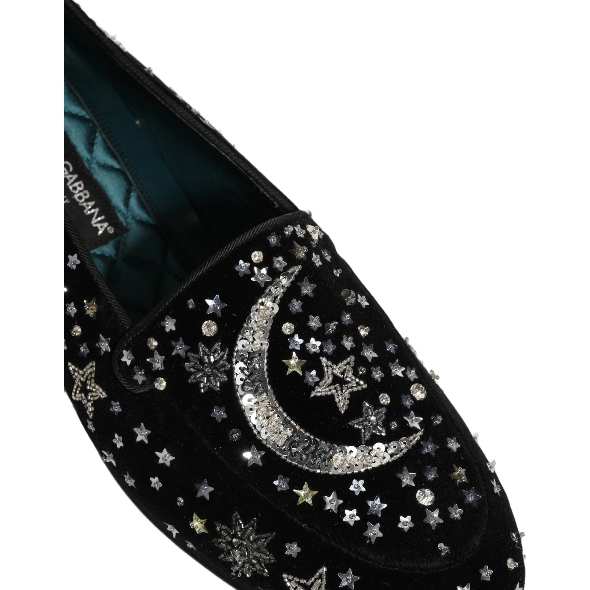 Black Crystal Embellished Dress Loafers Shoes