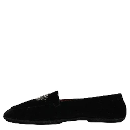 Black Crown Embellished Dress Loafers Shoes