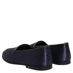 Navy Blue Satin DG Logo Dress Loafers Shoes
