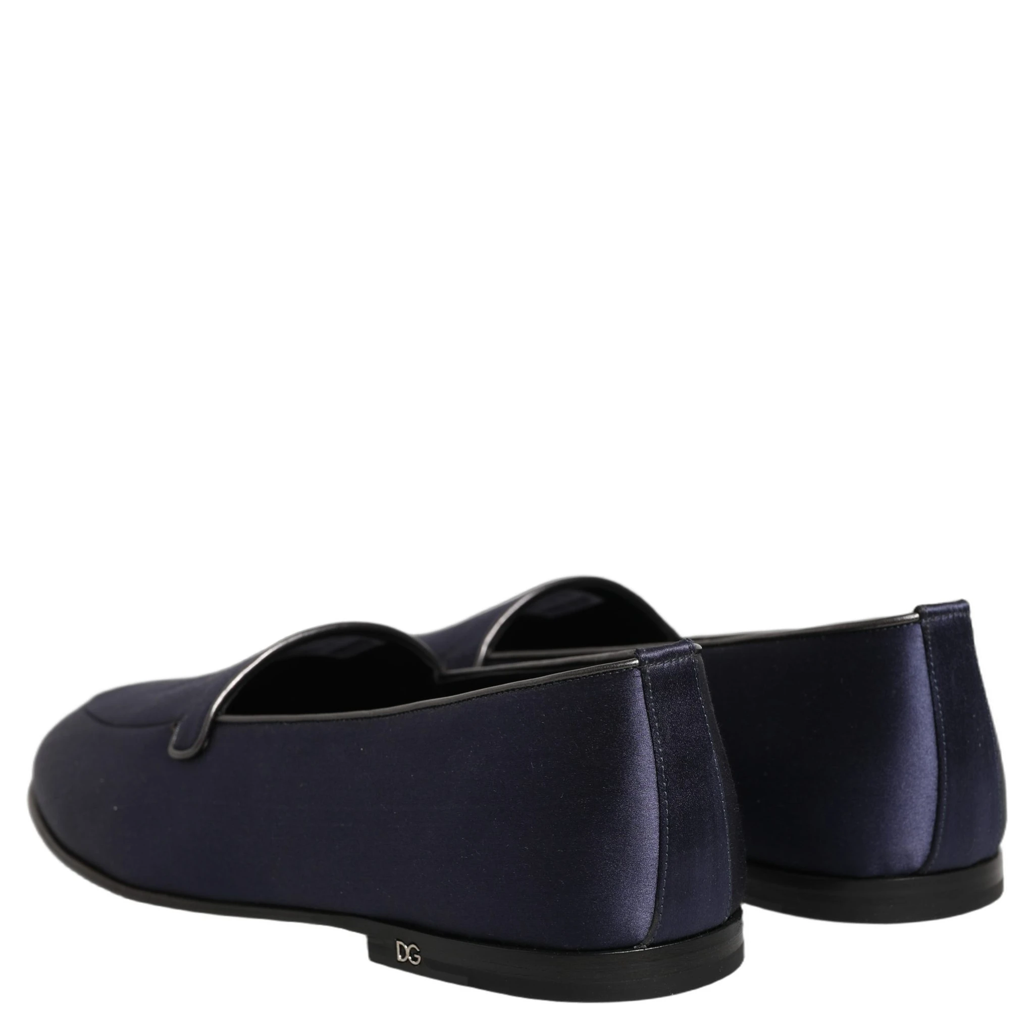 Navy Blue Satin DG Logo Dress Loafers Shoes