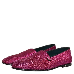 Pink Glitter Lurex Logo Dress Loafers Shoes