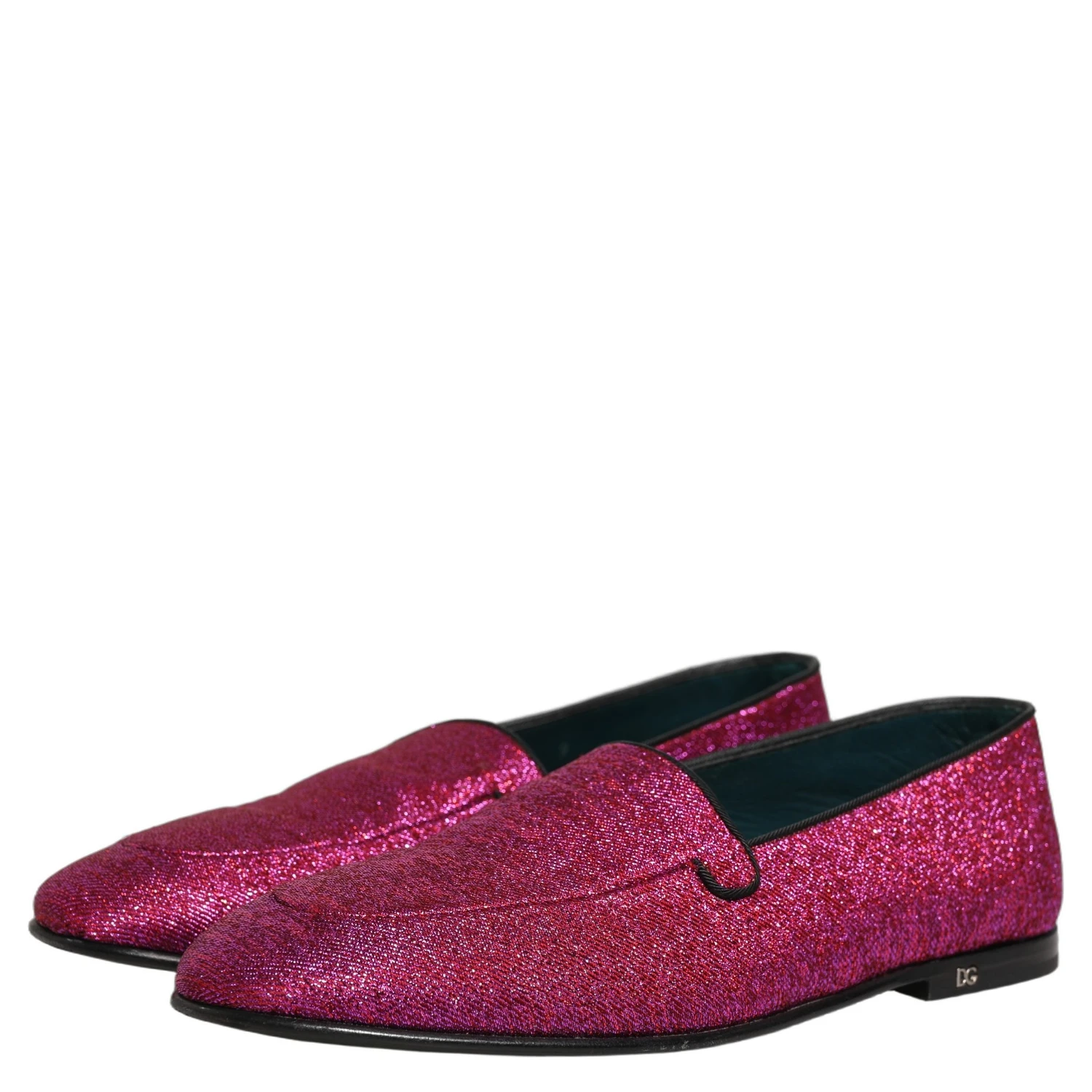 Pink Glitter Lurex Logo Dress Loafers Shoes