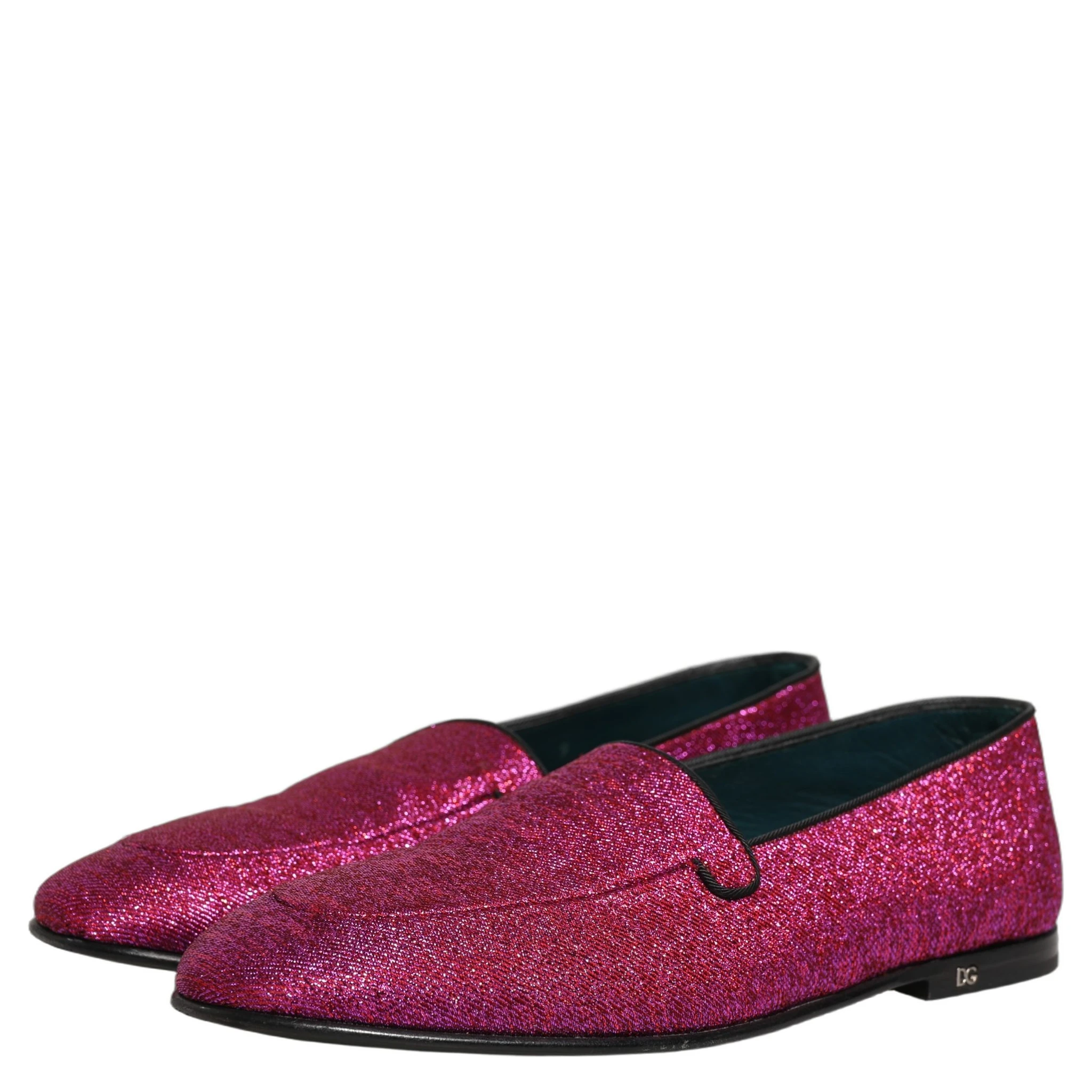 Pink Glitter Lurex Logo Dress Loafers Shoes