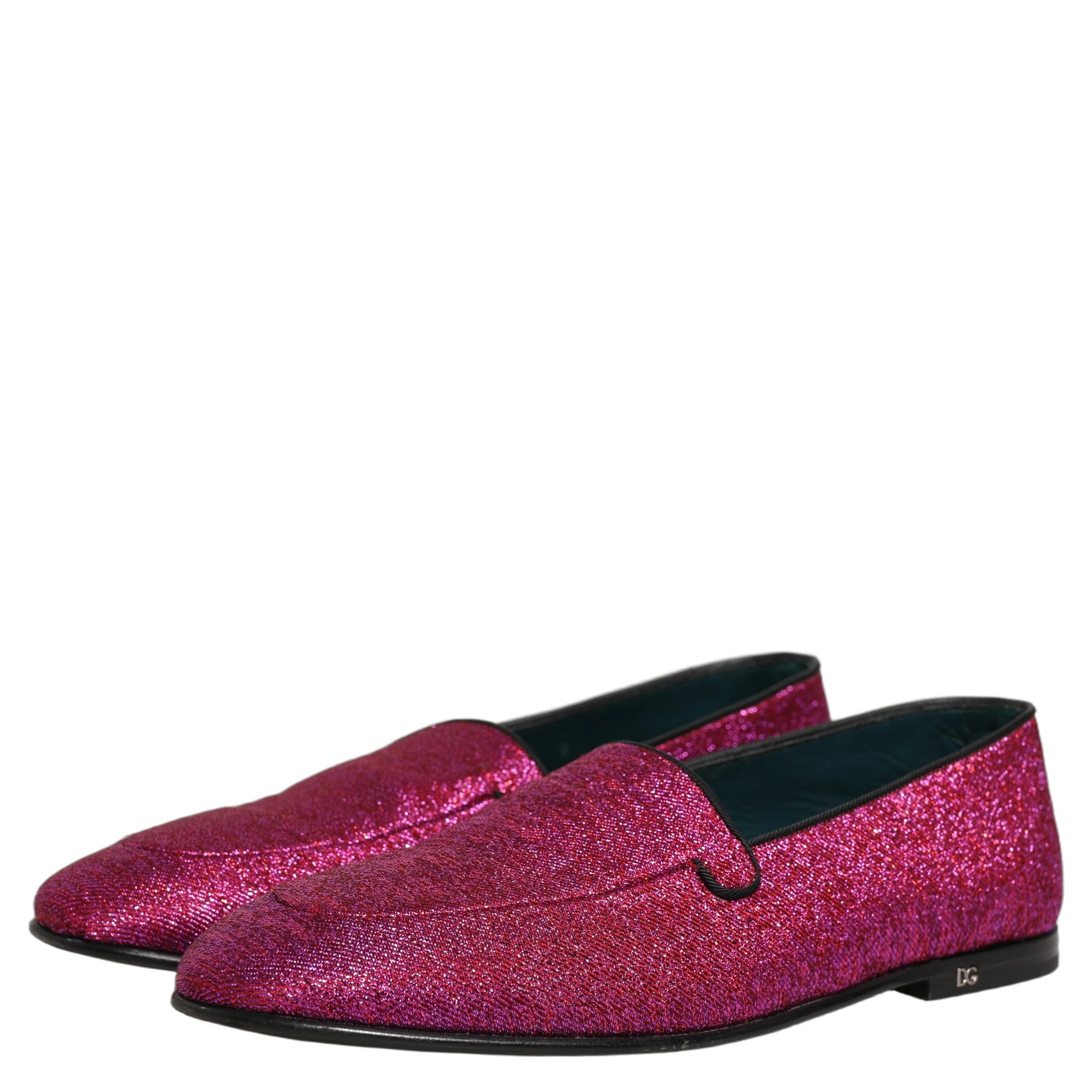 Pink Glitter Lurex Logo Dress Loafers Shoes