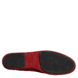 Red Suede Cross Slip On Dress Loafers Shoes