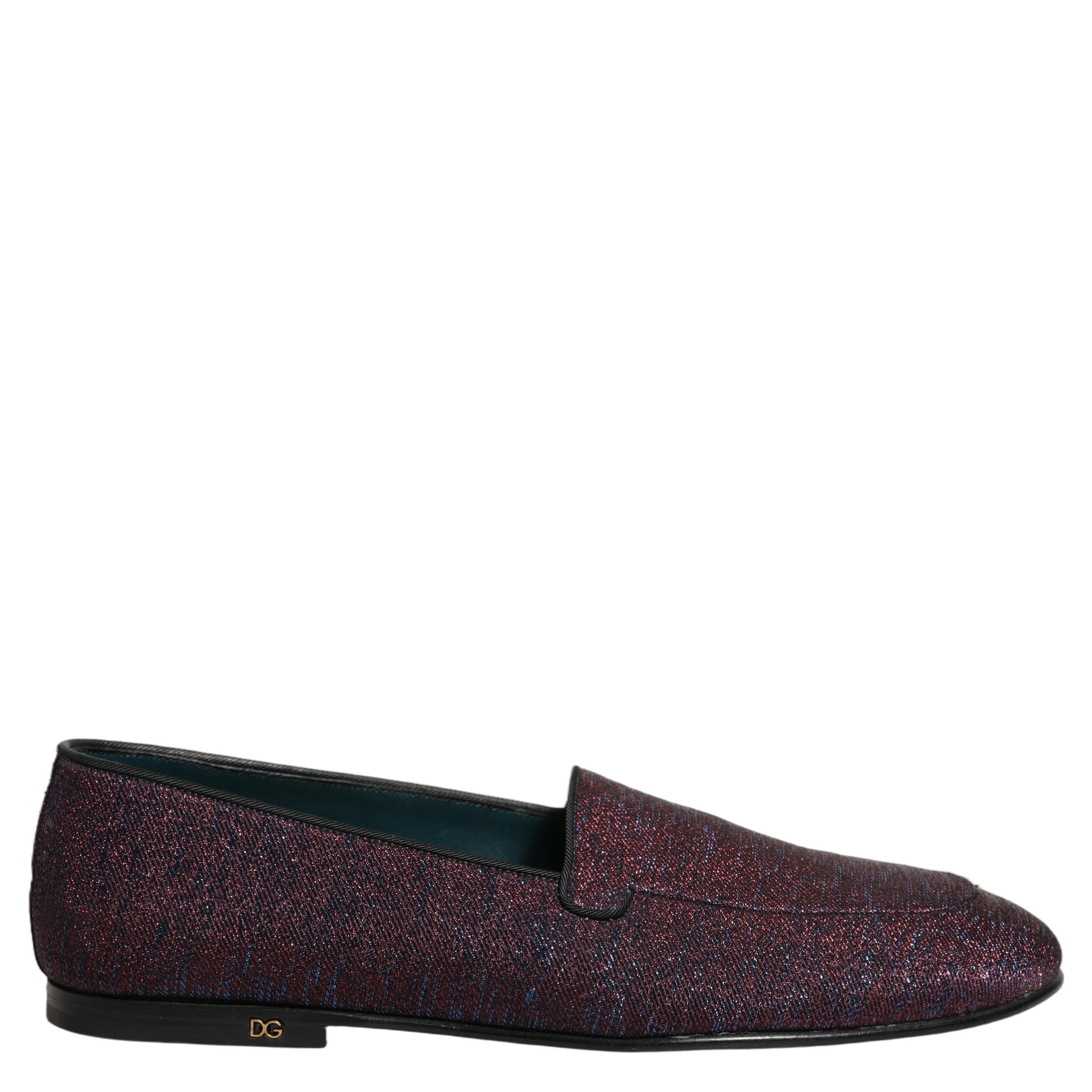 Maroon Glitter Lurex Logo Dress Loafers Shoes