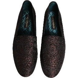 Maroon Jacquard Leather Slip On Loafers Shoes