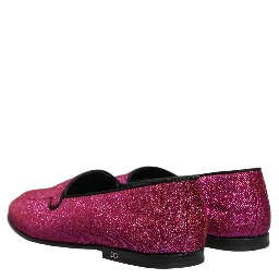 Pink Glitter Lurex Logo Dress Loafers Shoes