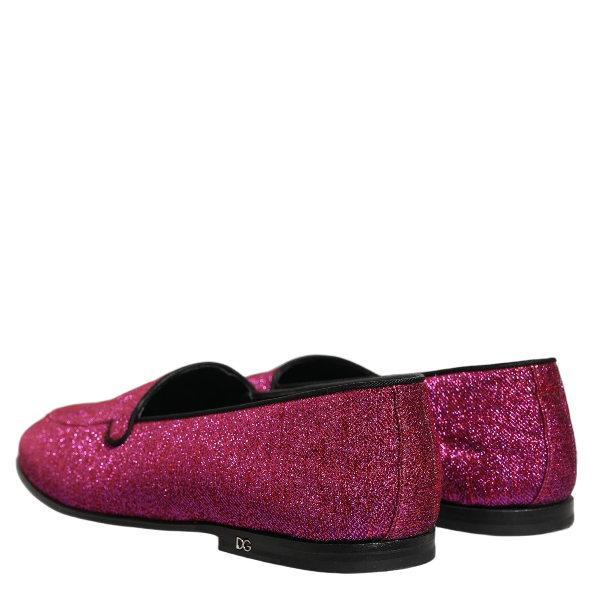 Pink Glitter Lurex Logo Dress Loafers Shoes
