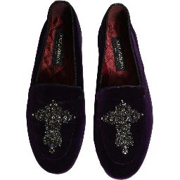 Violet Suede Embellished Dress Loafers Shoes