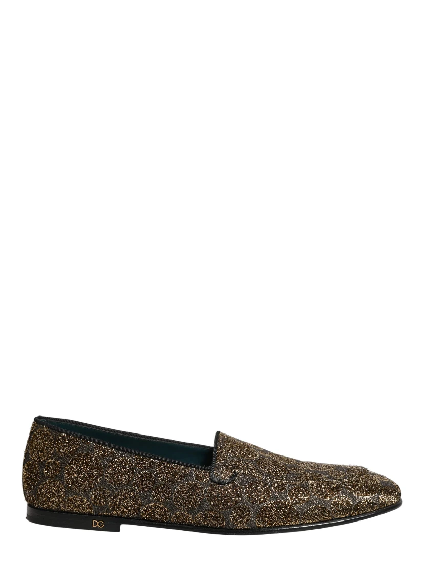 Gold Lurex Glitter Men Slip On Loafers Shoes