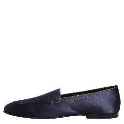 Navy Blue Satin DG Logo Dress Loafers Shoes