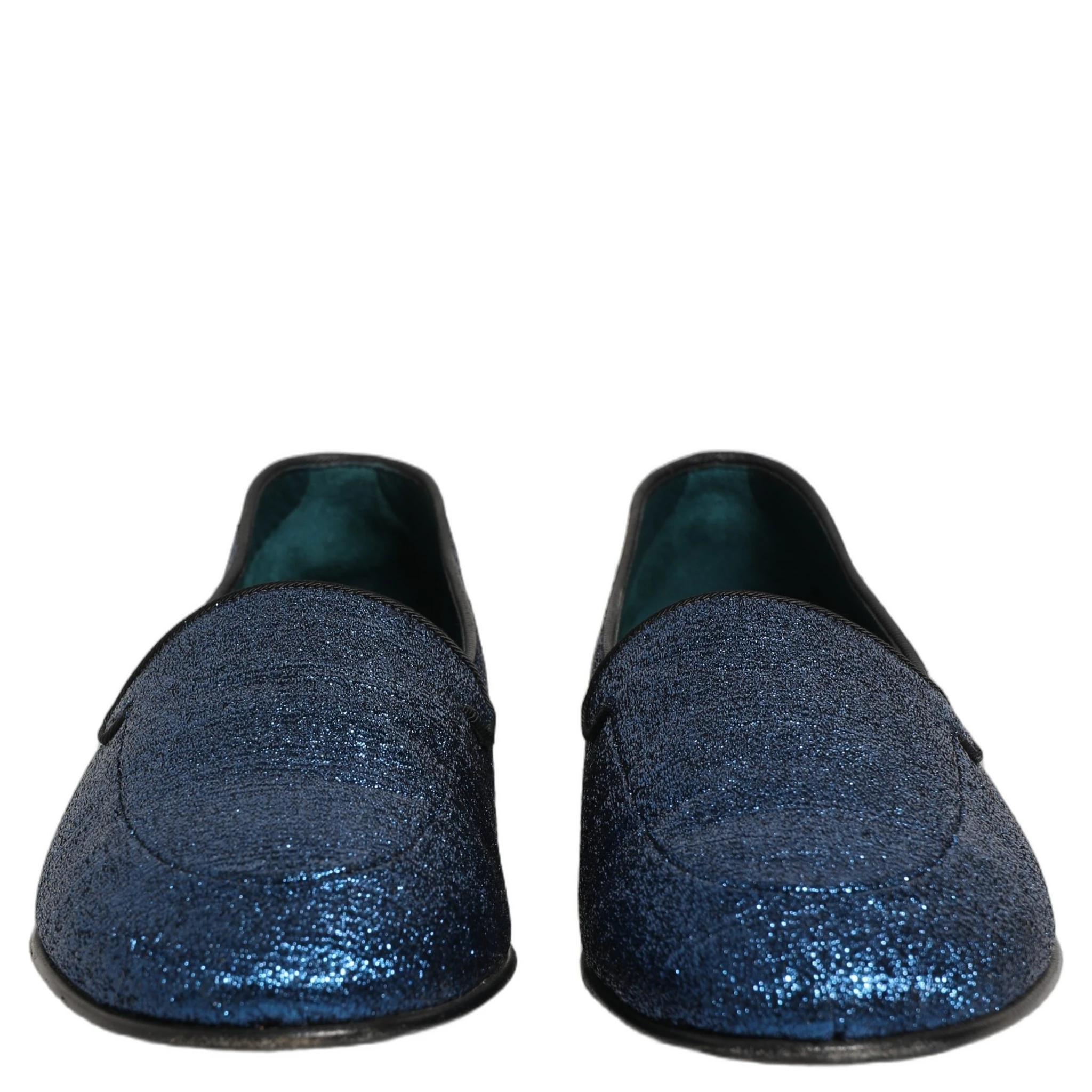 Blue Glitter Lurex DG Logo Dress Loafers Shoes