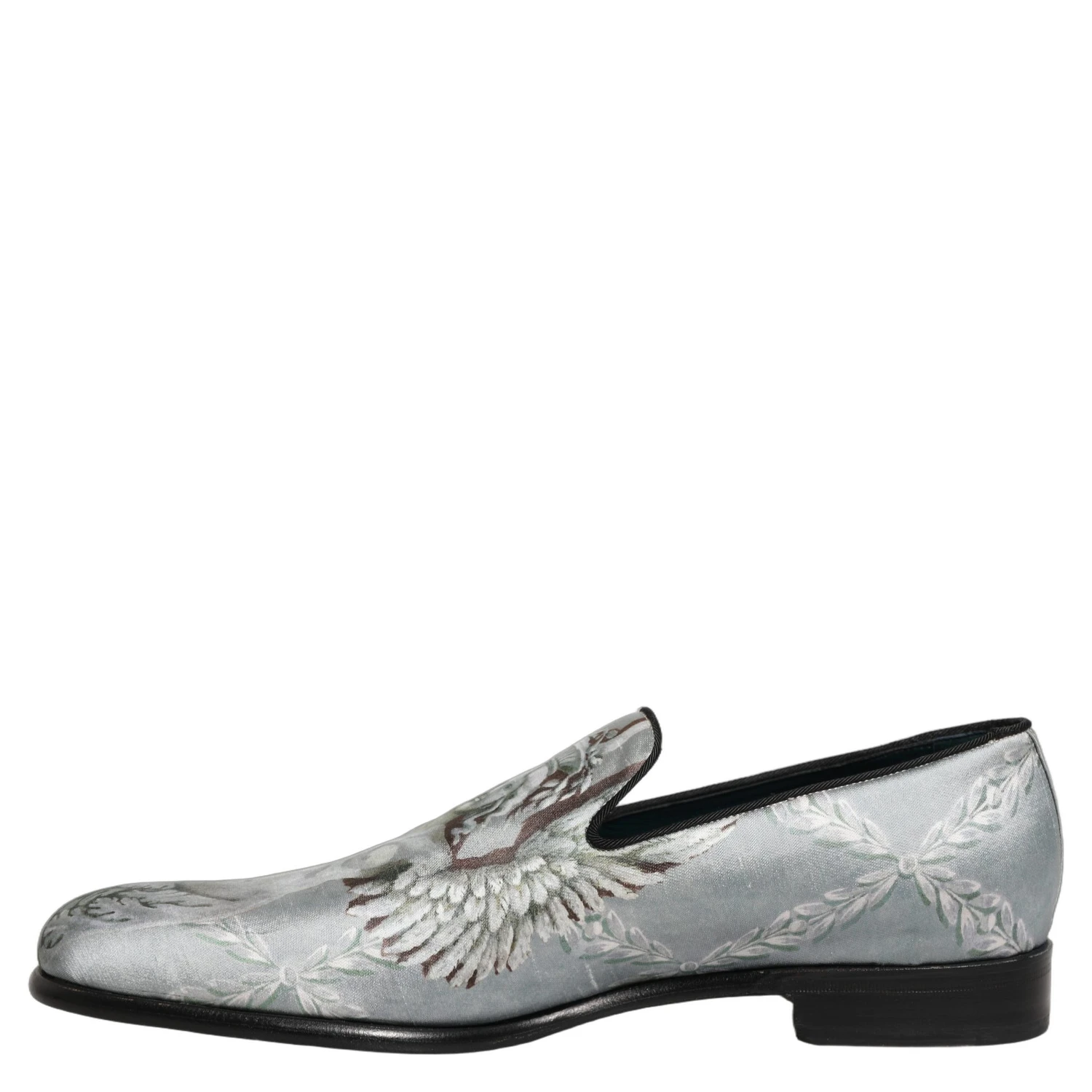 Gray Baroque Angel Velvet Men Loafers Shoes