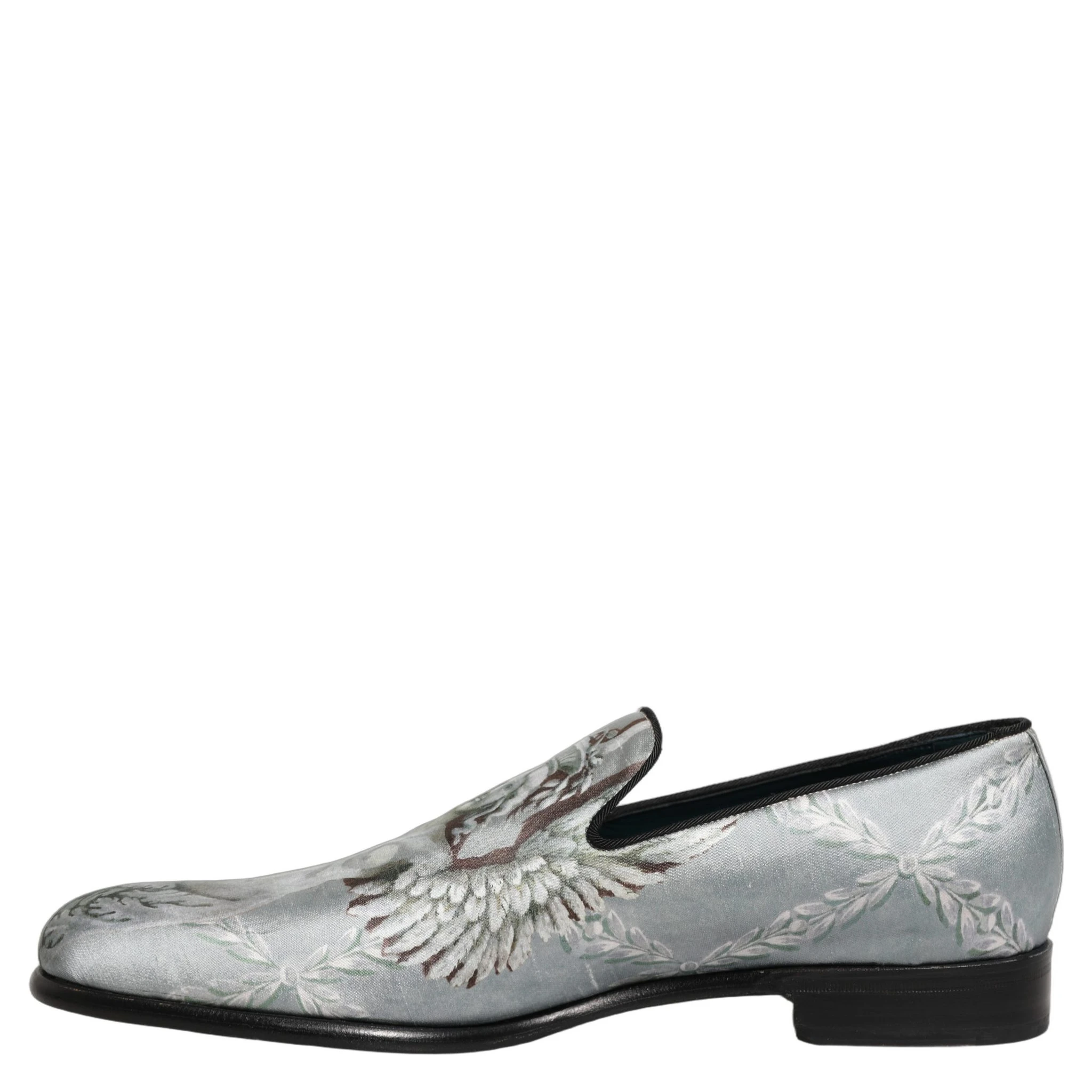 Gray Baroque Angel Velvet Men Loafers Shoes