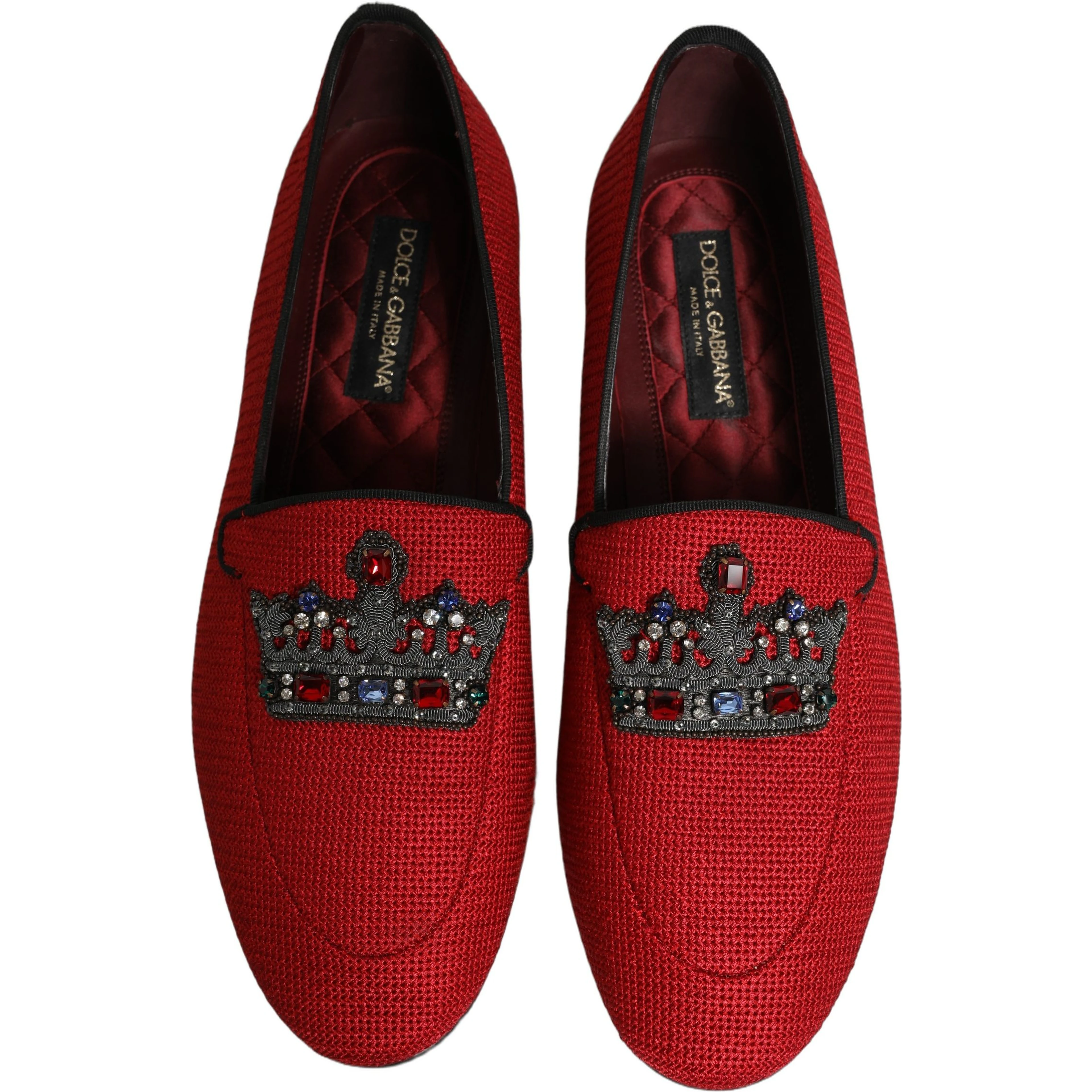 Red Crown Embellished Dress Loafers Shoes