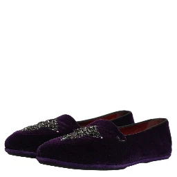 Violet Suede Embellished Dress Loafers Shoes
