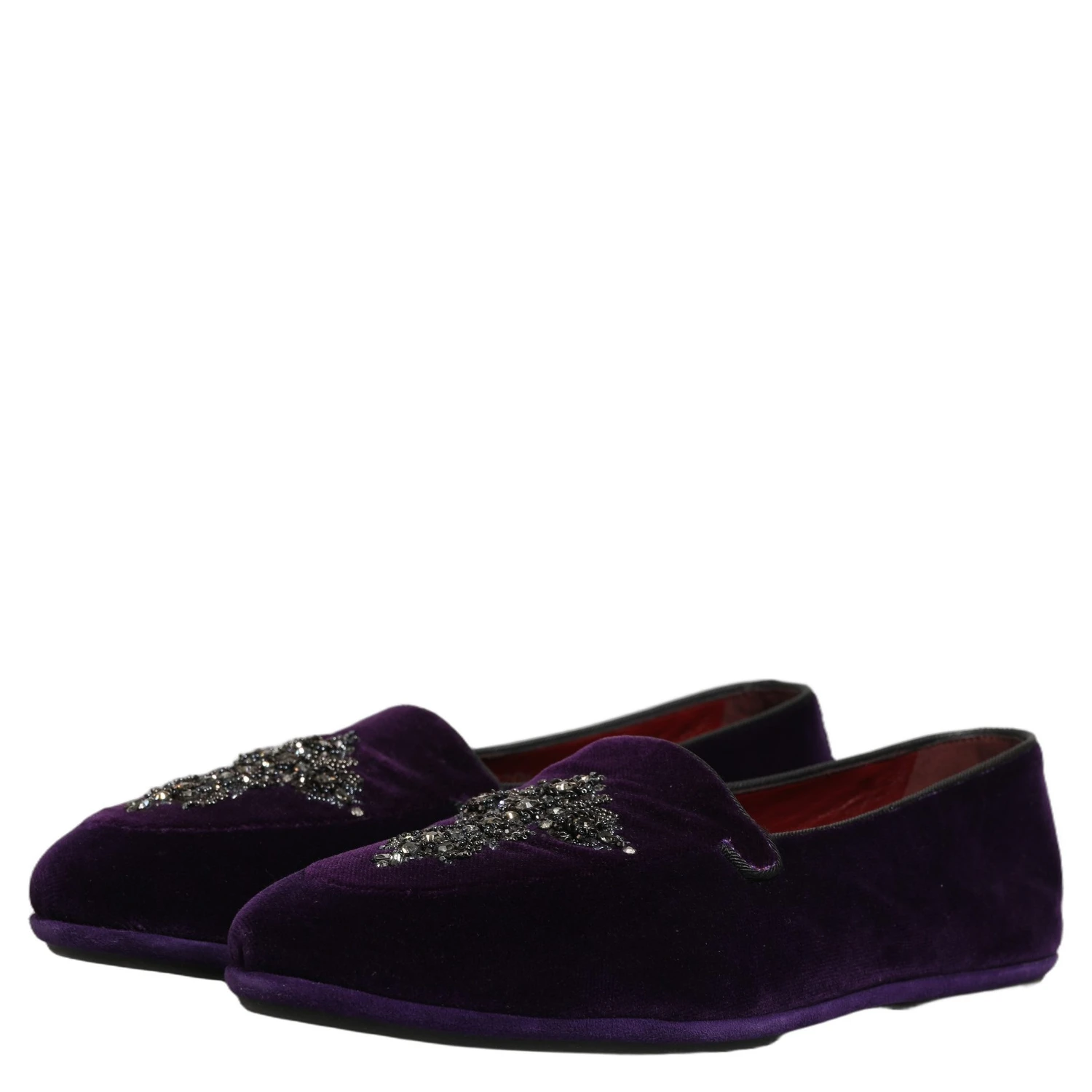 Violet Suede Embellished Dress Loafers Shoes