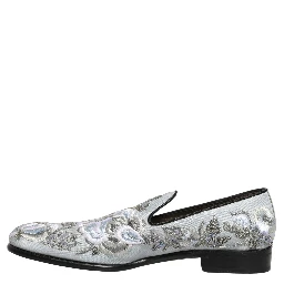White Floral Embellished Men Loafers Shoes