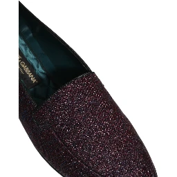 Maroon Glitter Lurex Logo Dress Loafers Shoes