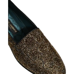 Gold Lurex Glitter Men Slip On Loafers Shoes