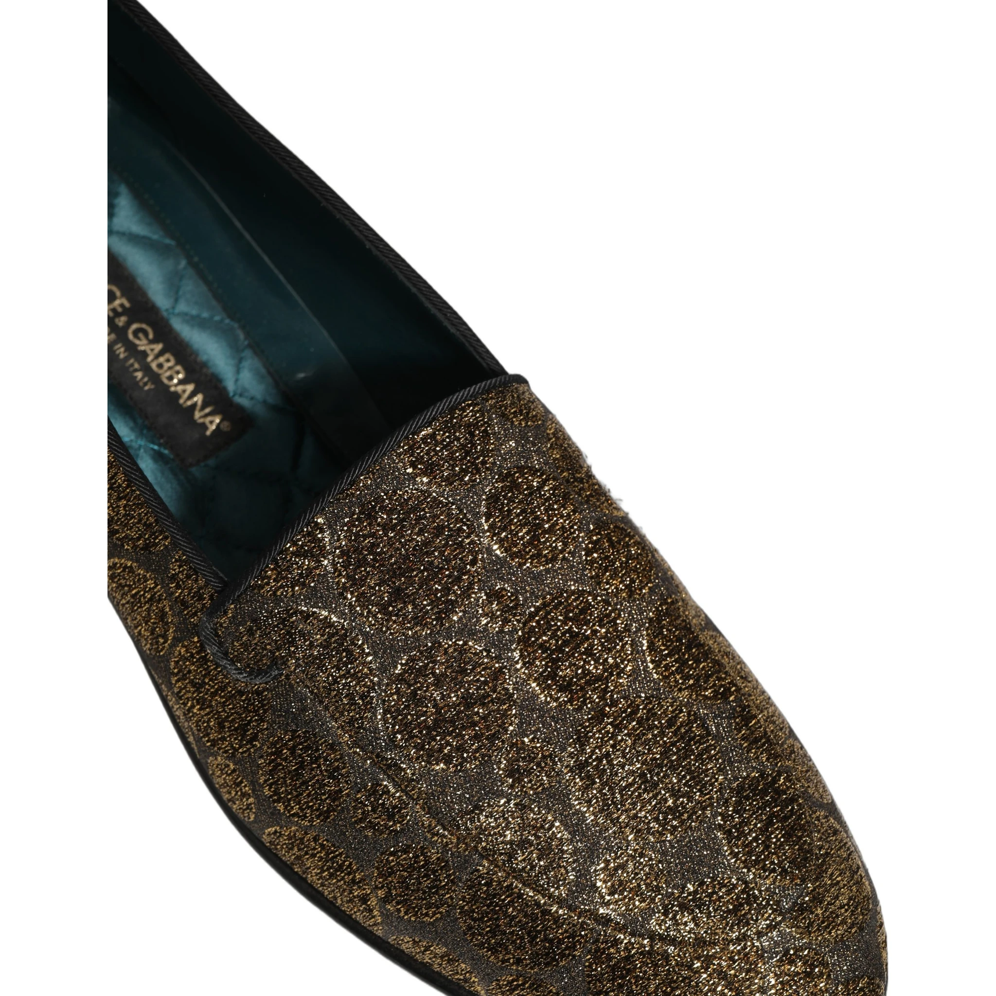Gold Lurex Glitter Men Slip On Loafers Shoes