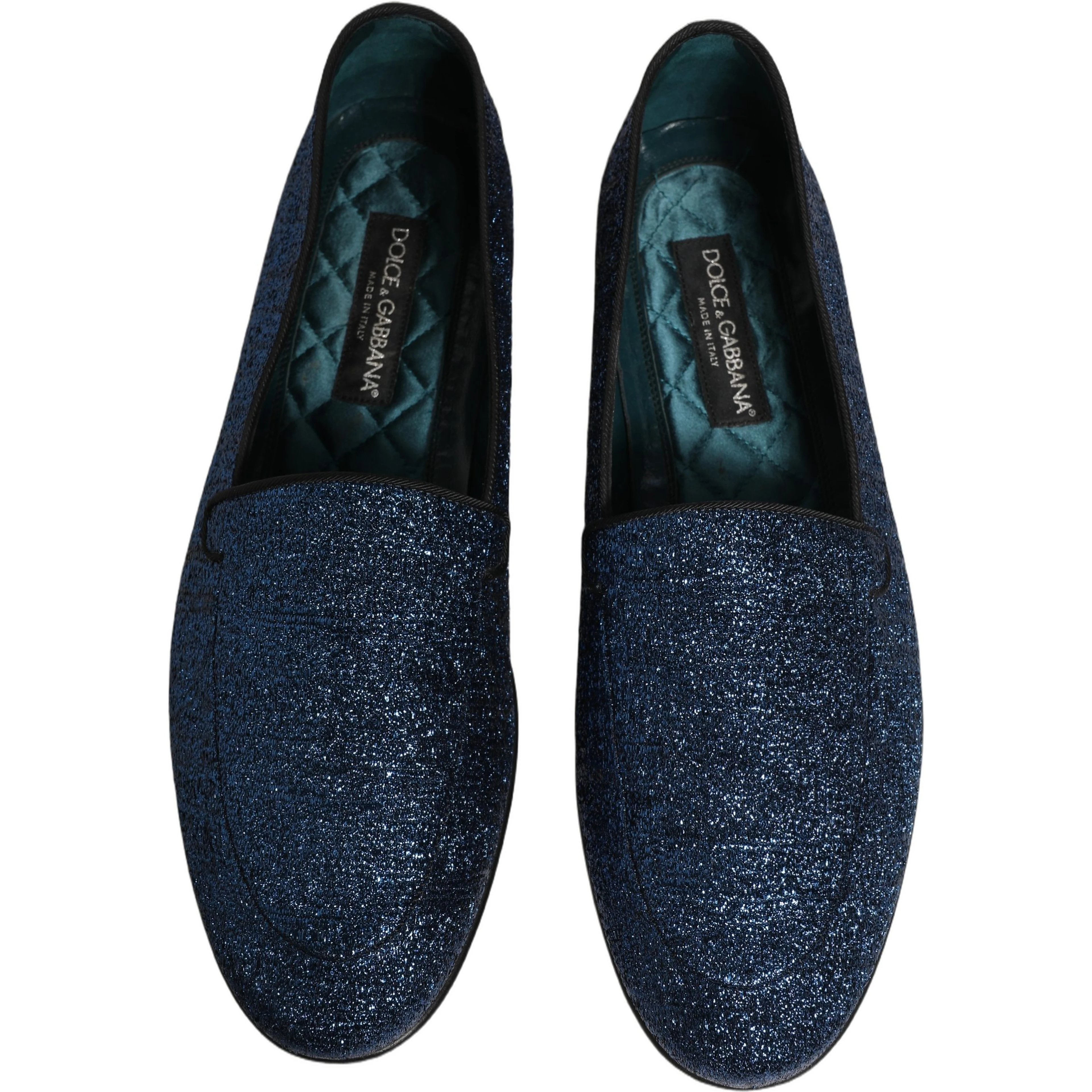 Blue Glitter Lurex DG Logo Dress Loafers Shoes