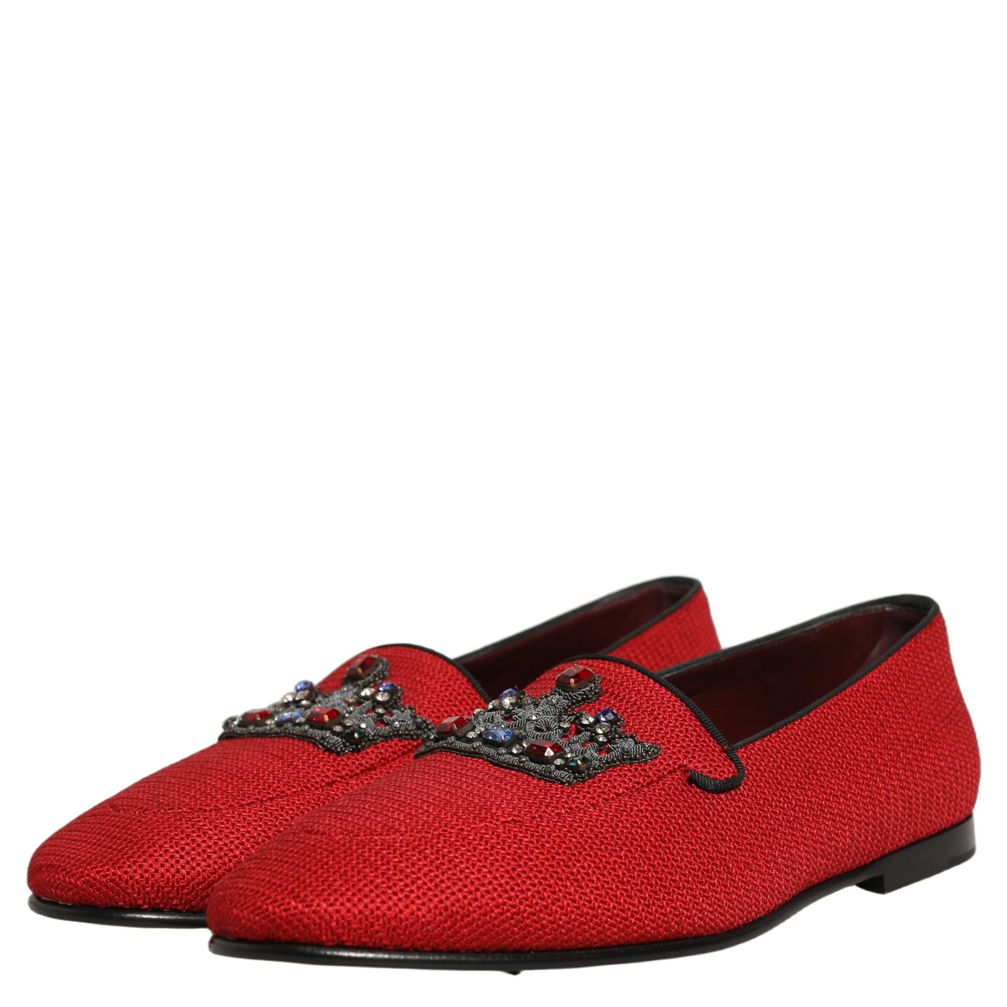 Red Crown Embellished Dress Loafers Shoes