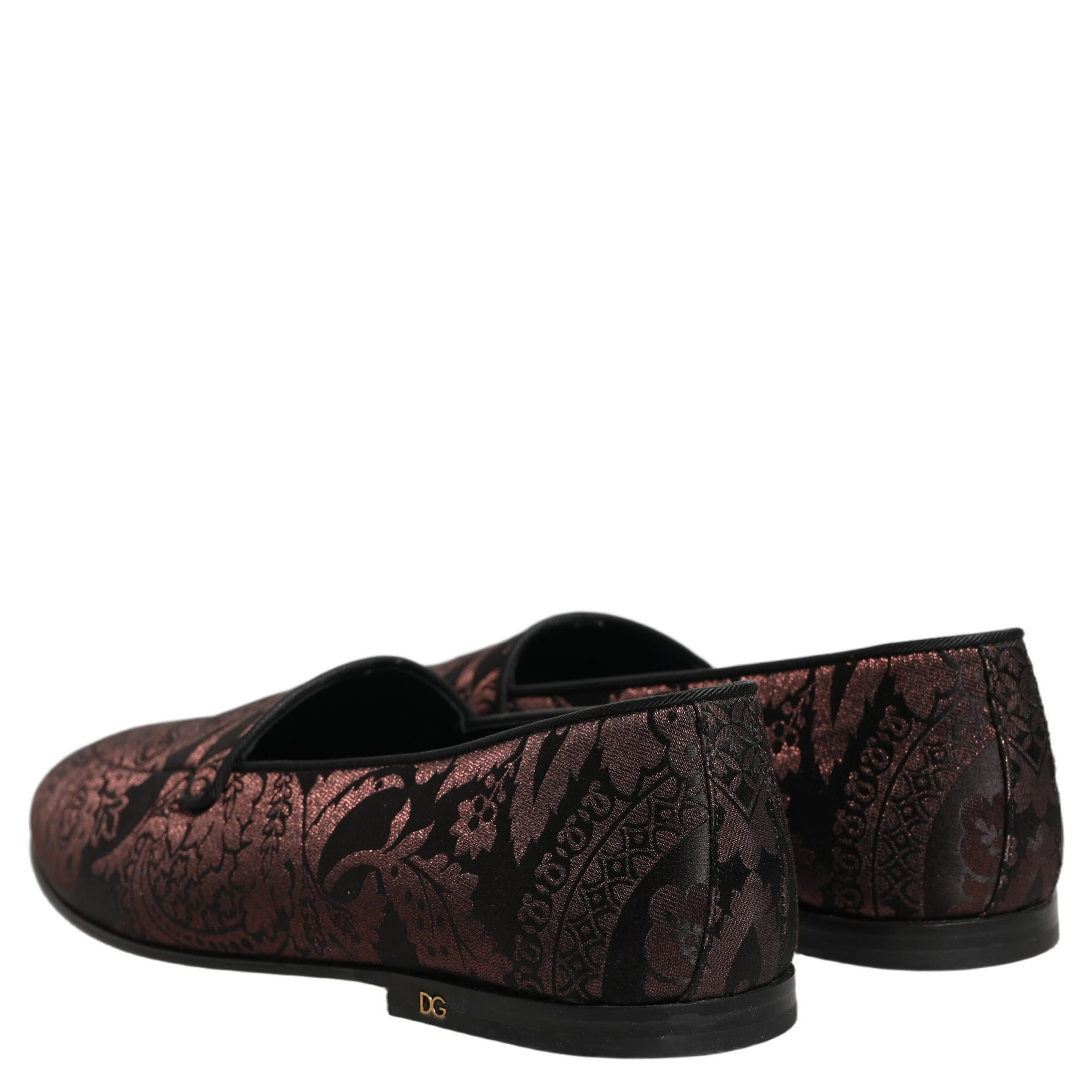 Maroon Jacquard Leather Slip On Loafers Shoes
