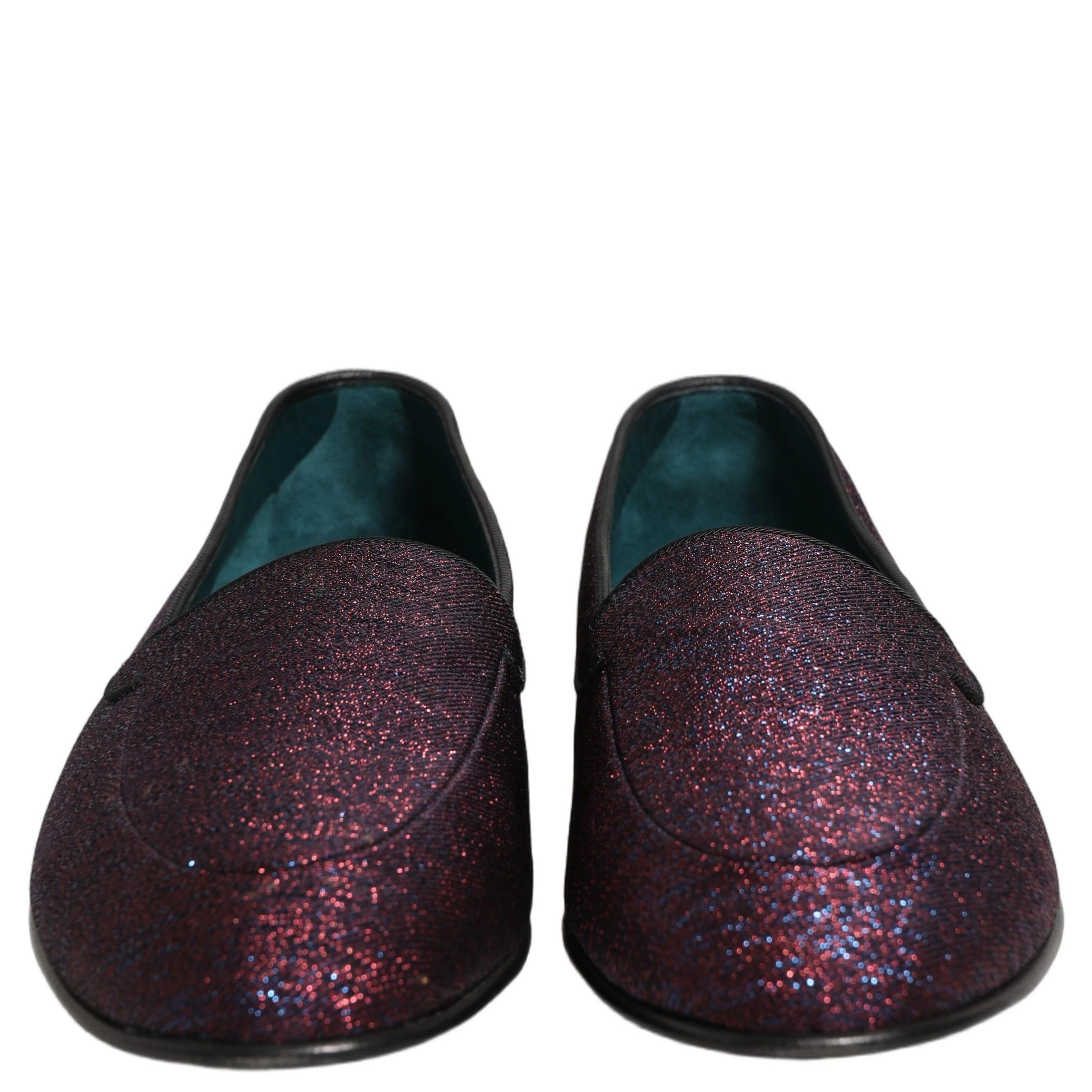 Maroon Glitter Lurex Logo Dress Loafers Shoes