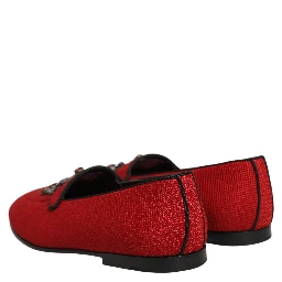 Red Crown Embellished Dress Loafers Shoes